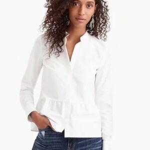 J.crew Button Down White Peplum Preppy Shirt XXS Closet Staple